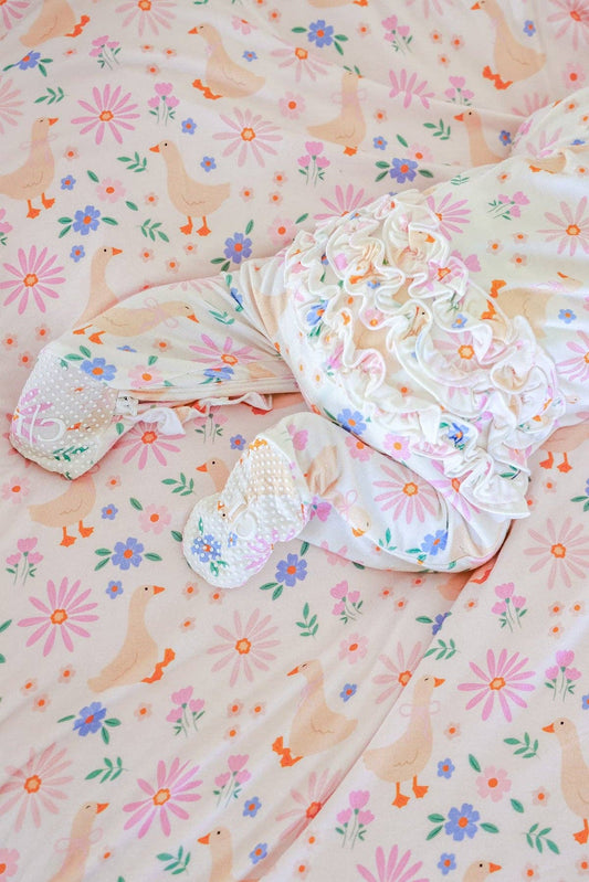 Ruffle Bamboo Zipper Footie | Loosey Goose