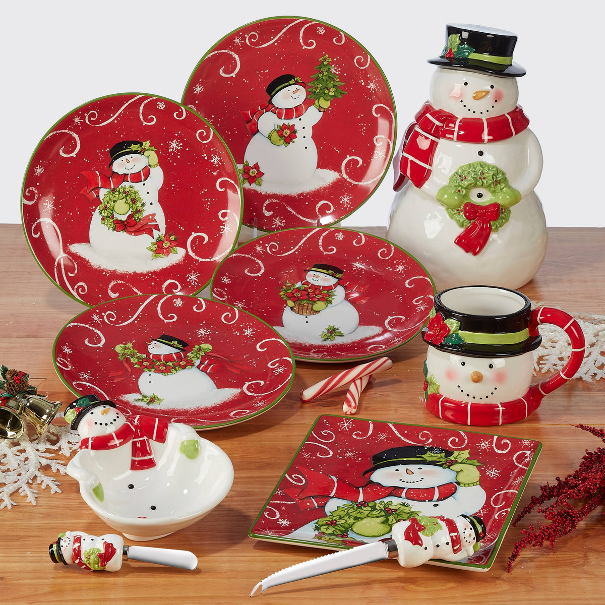 Holiday Magic Christmas Snowman 3-D  Cookie Jar 10.75"
