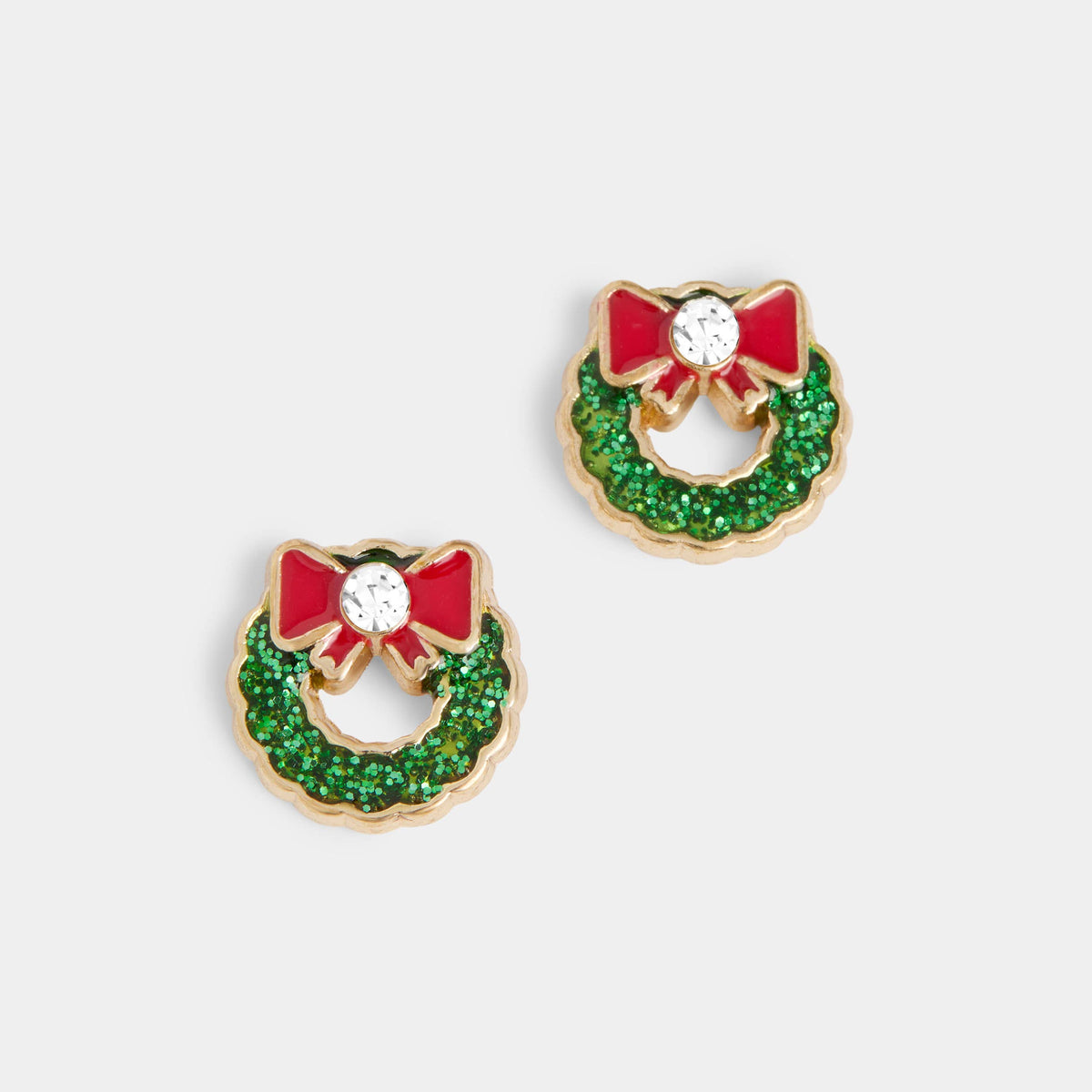 Christmas Wreath Studs - Gold