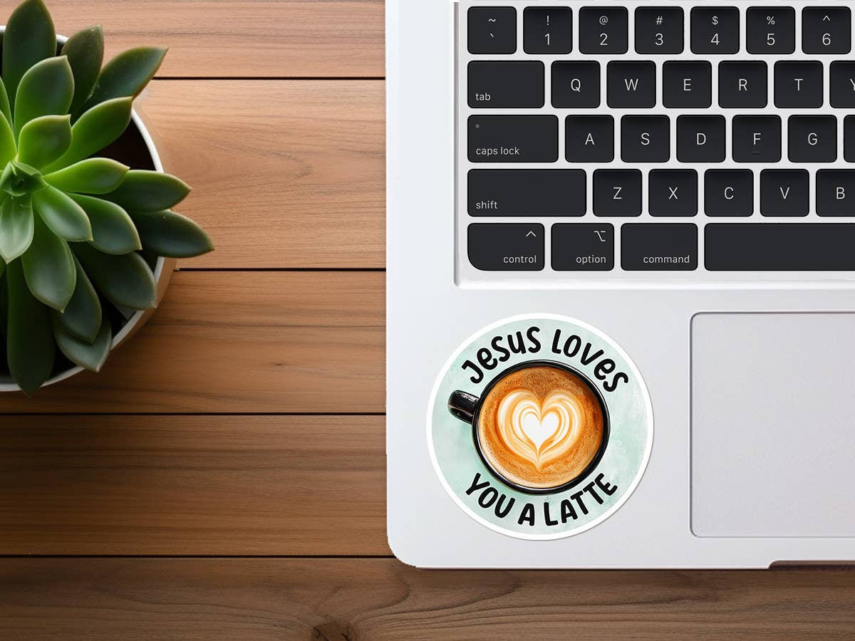 Jesus Loves You a Latte Sticker | Coffee Shop Merchandise