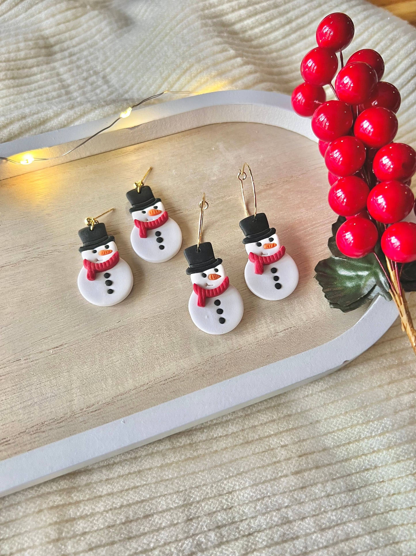 Snowman Clay Earrings, Snowman Earrings