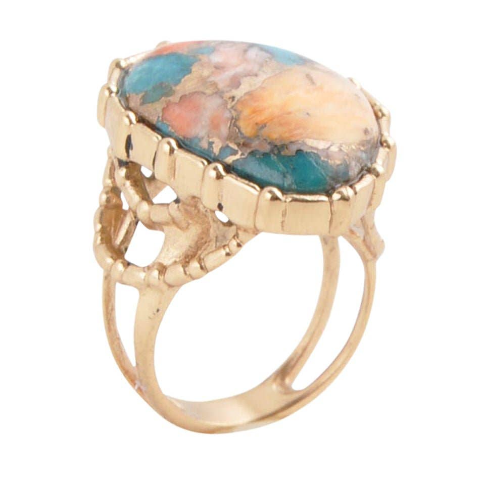 Modern Edge Fused Stone Bronze Ring