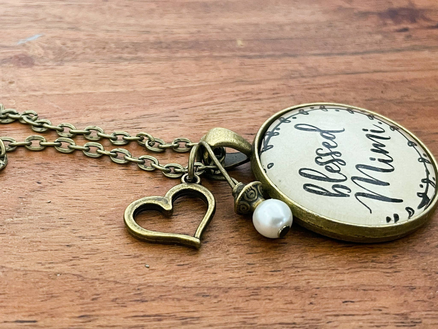 Blessed Mimi glass pendant inspirational necklace