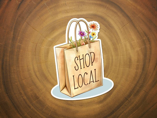 Shop Local Sticker | Shop Small | Cute Shopping Bag Sticker