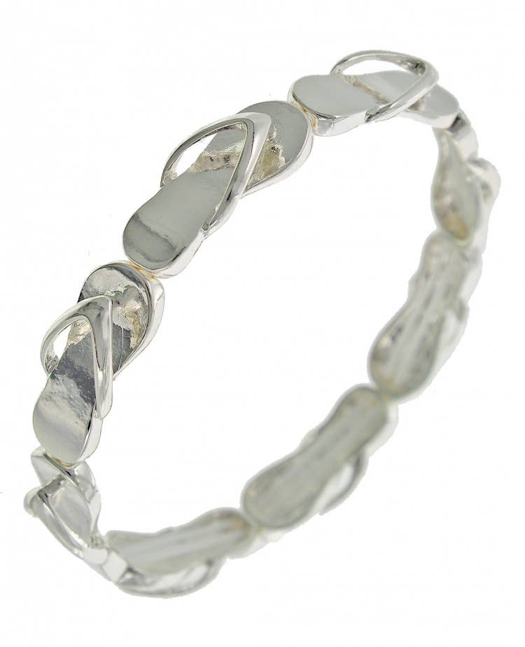 FR3088 Multi-Colored Flip Flop Metal Stretch Bracelet