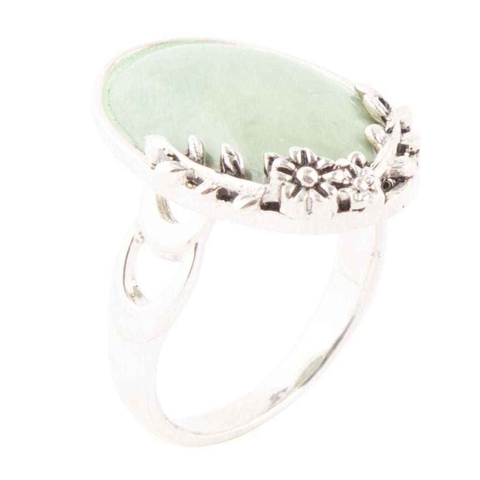 Floral Green Turquoise and Sterling Silver Ring