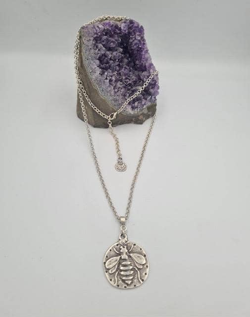 2R19X Bee silver plated necklace