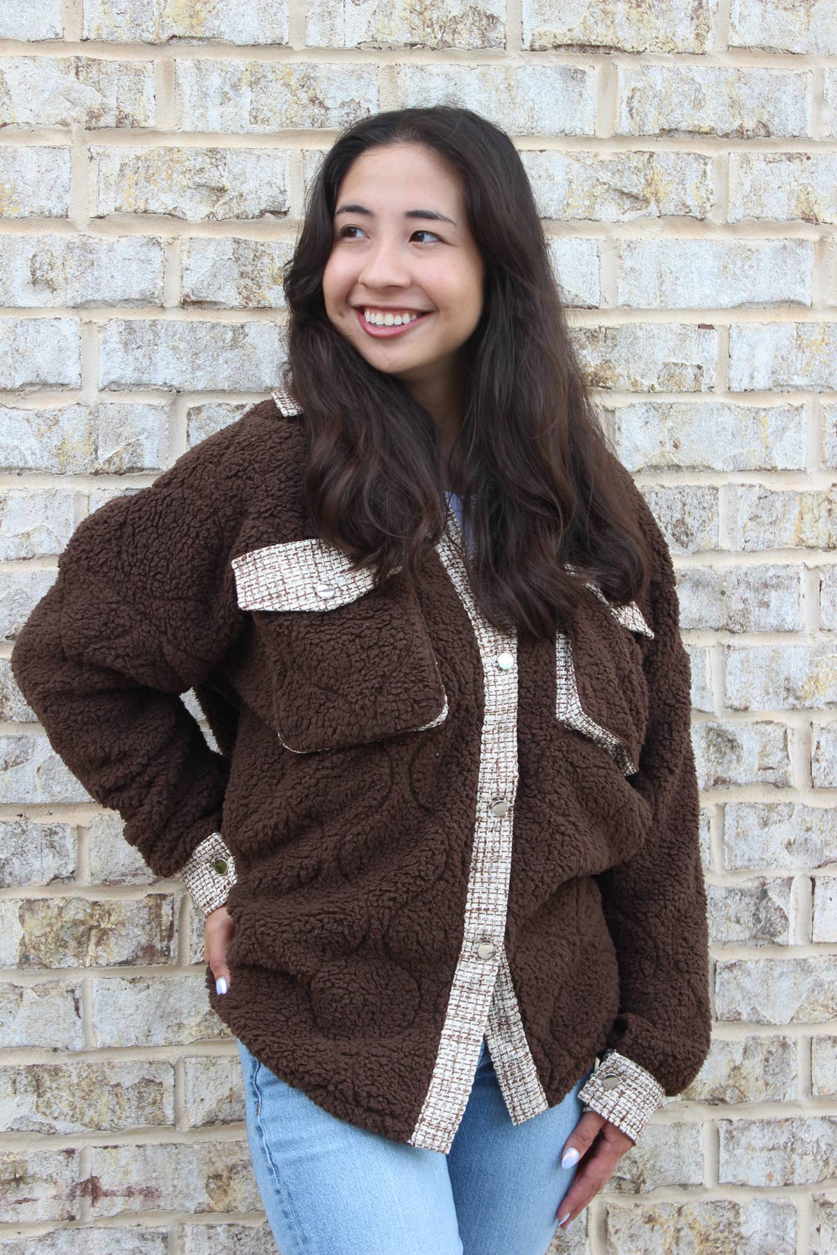 SKT2391 Myrtle Sherpa/Tweed Shacket