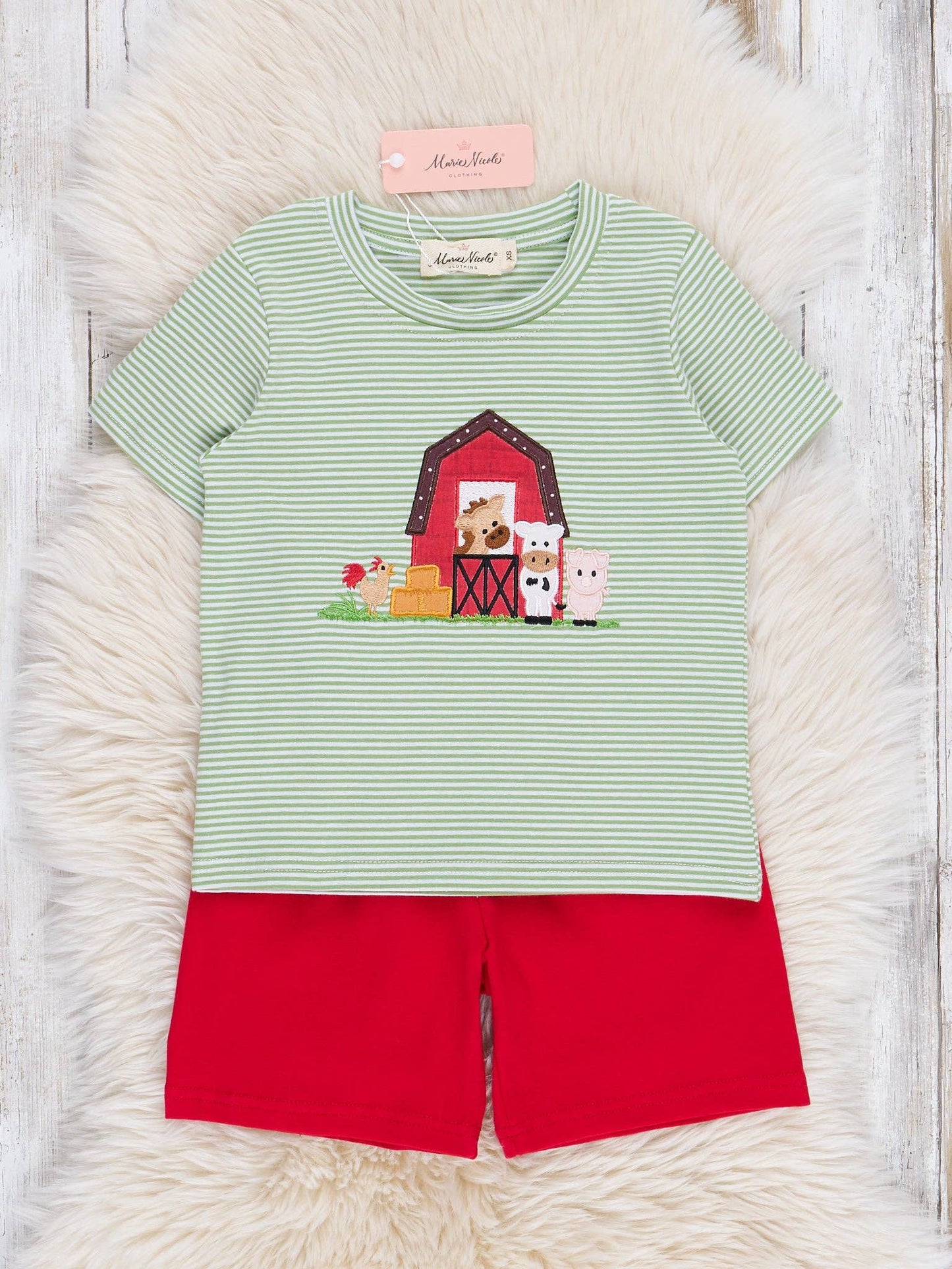 Striped Embroidered Farmhouse Cotton Outfit