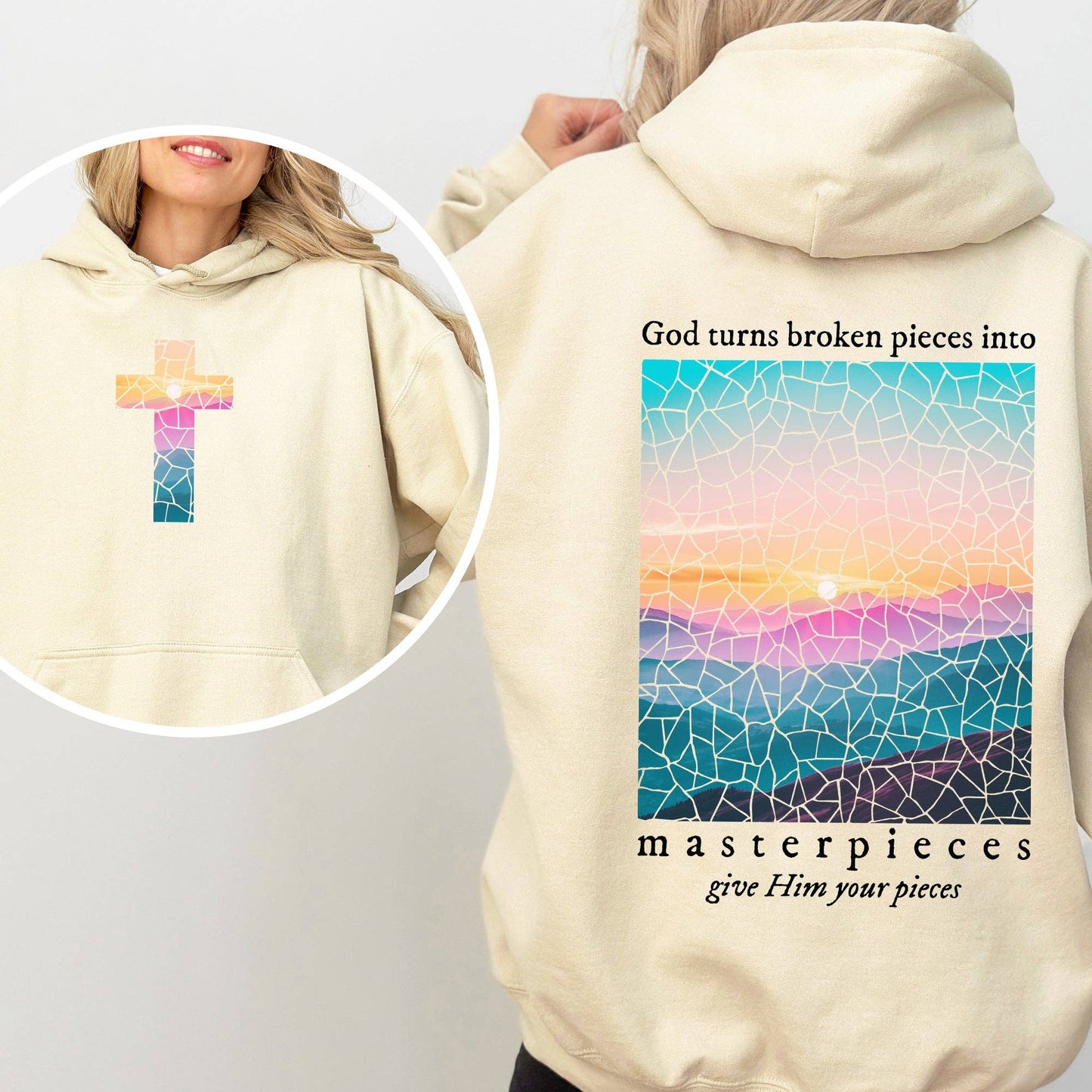 God Turns Broken Pieces Into Masterpieces Religious Hoodie
