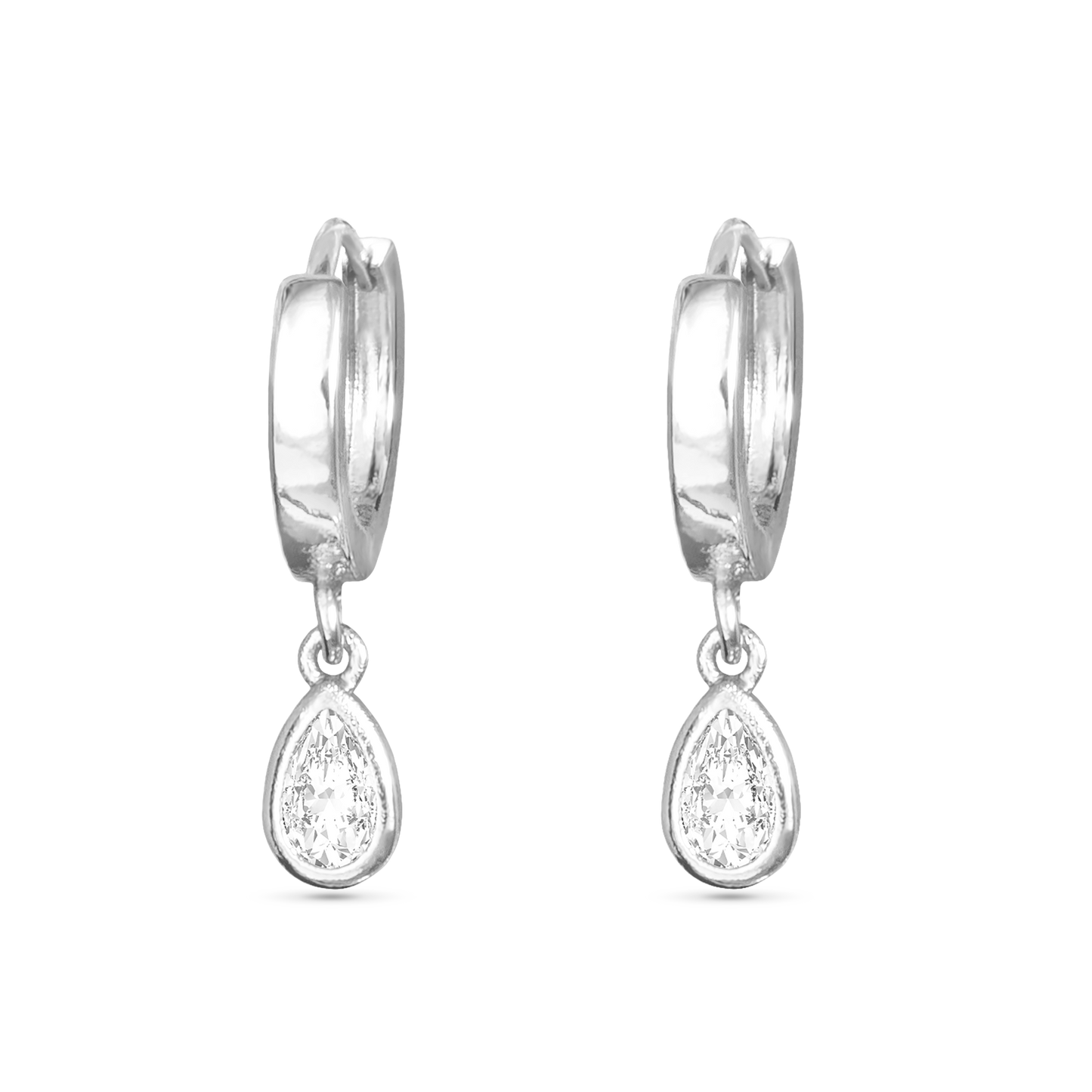 CZ Teardrop Huggie Earrings