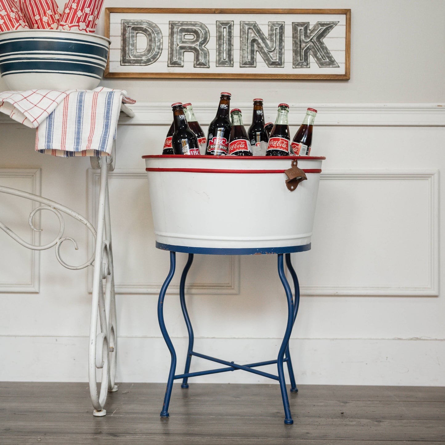 PATRIOTIC BUCKET ON STAND