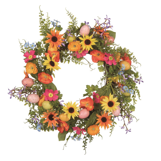 SALE Foam 24" Multicolor Easter Egg and Floral Wreath