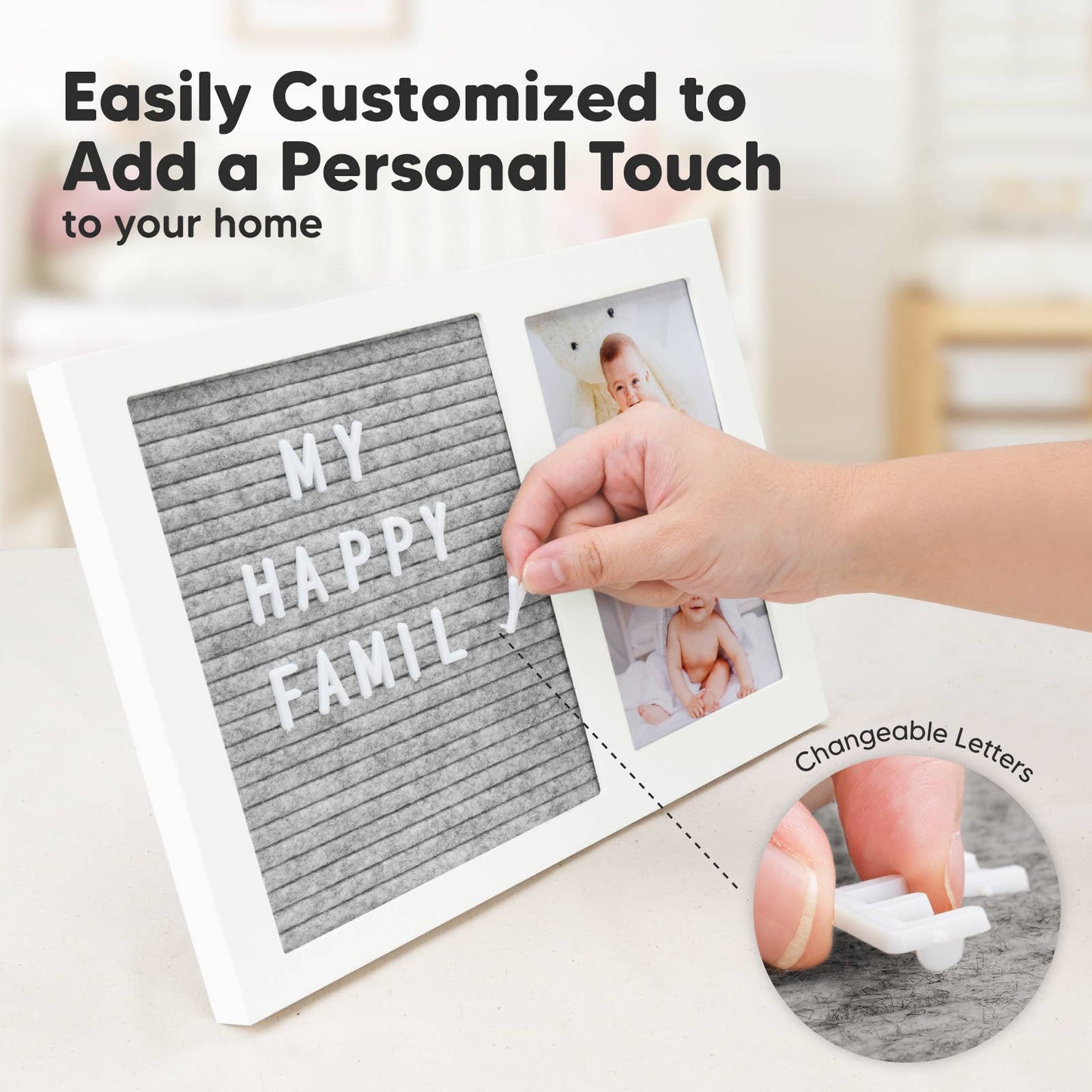 KeaBabies Heartfelt Picture Frame with Felt Letterboard
