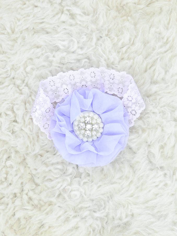 Chiffon Rhinestone & Pearls Headband - 21 Colors Available