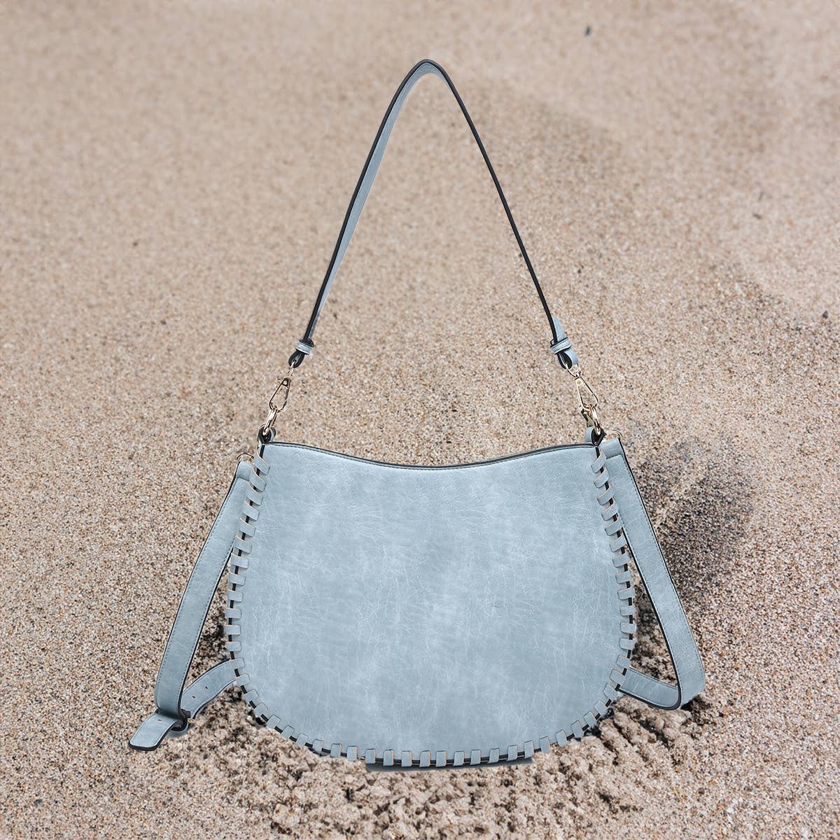 M2415 Raquel Whipstitch Trim Crossbody/Saddle Bag