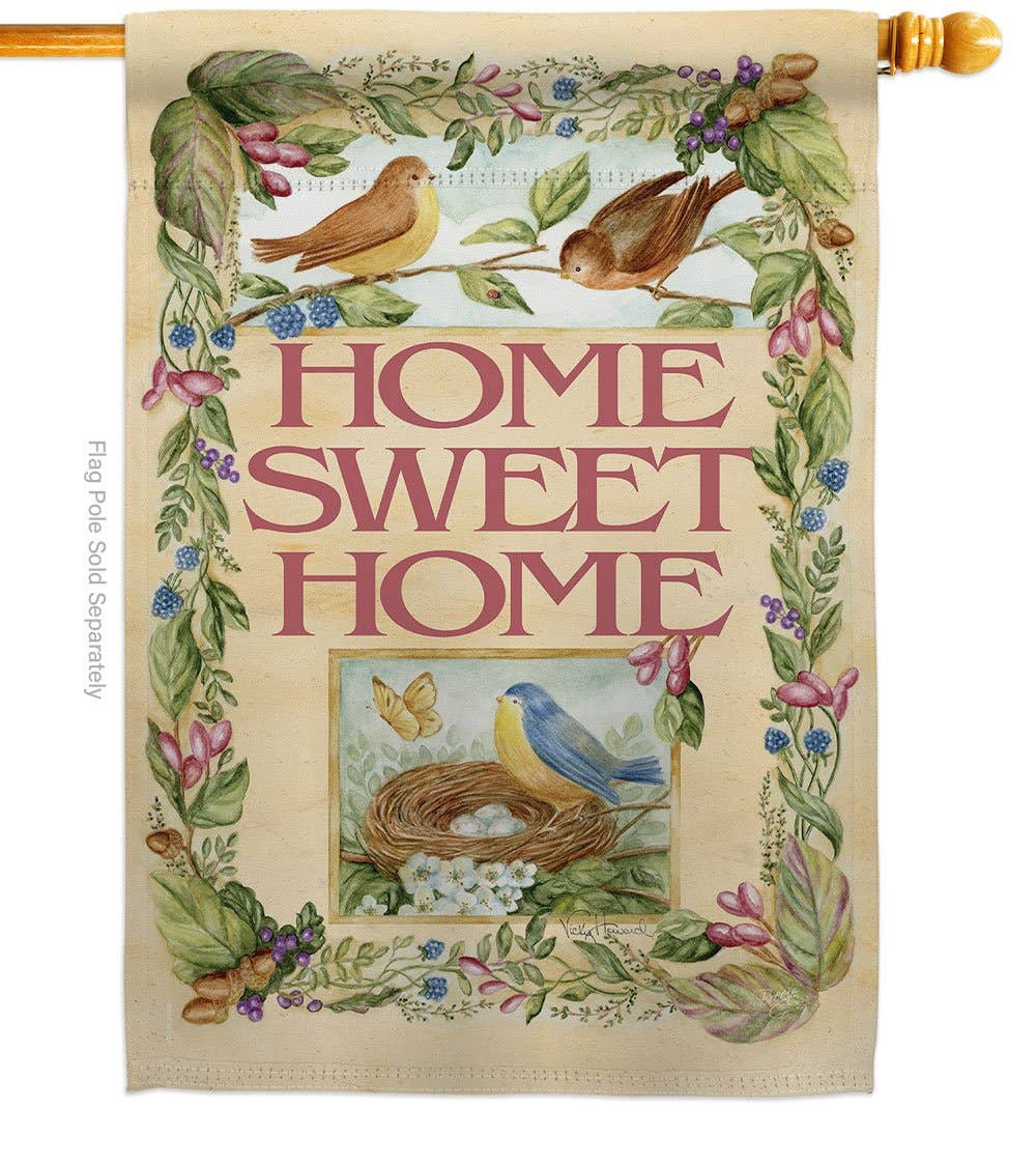 Flag Welcome Birds Spring Time Bird Sweet Home Floral Day
