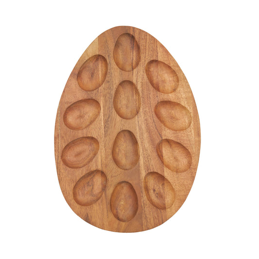 Easter Deviled Egg Shaped Wood Serving Tray