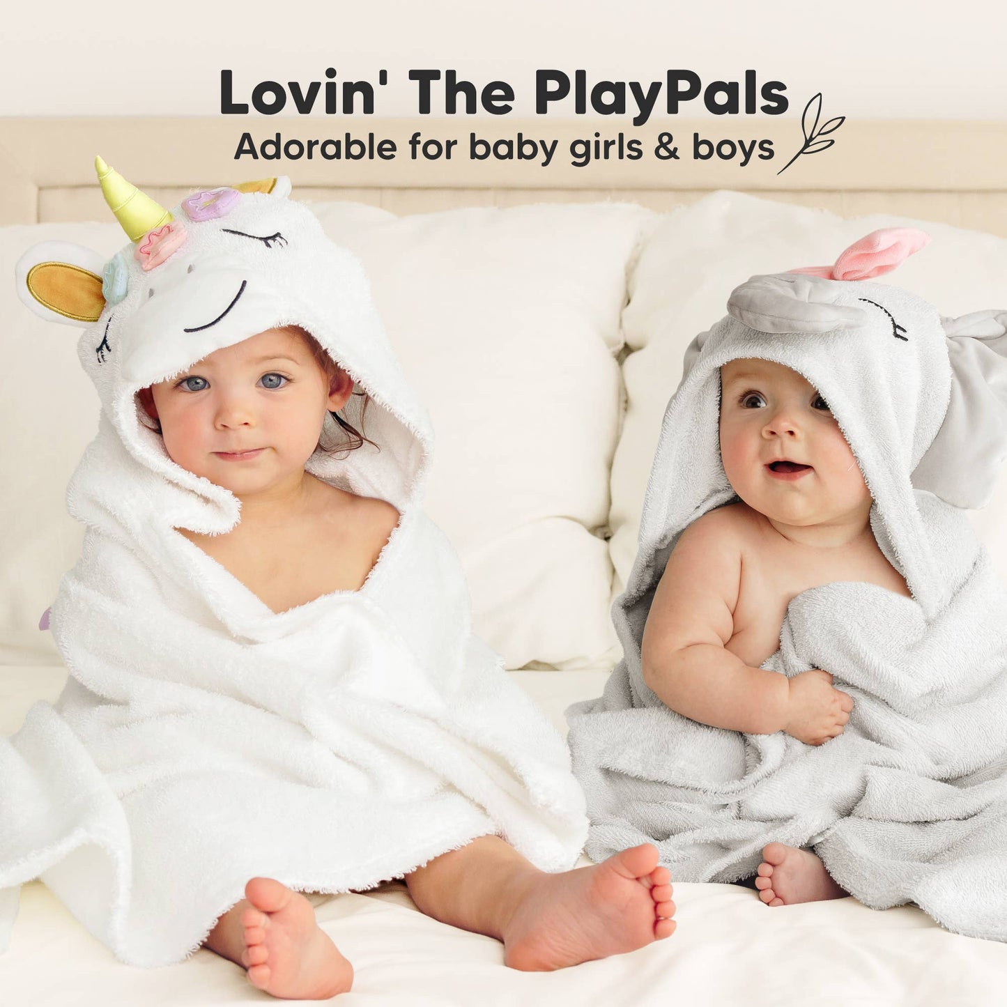 Playpals Hooded Baby Bath Towels for Newborn