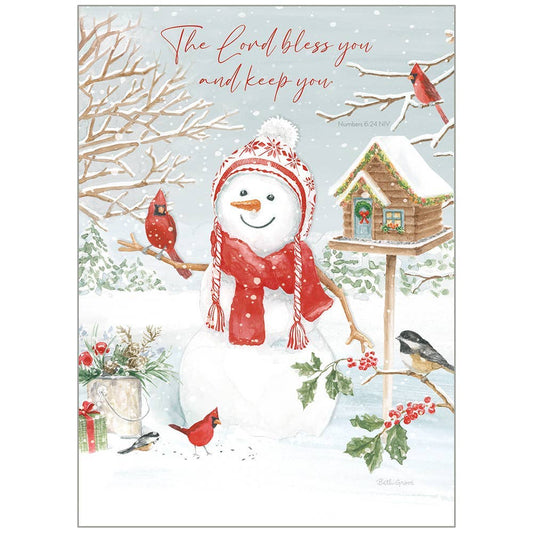 Snowman By Birdhouse Faith Holiday Cards in a Box