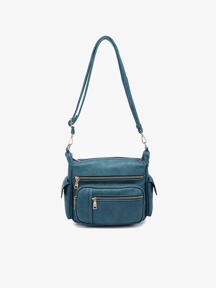 M2677 Nicole Multi-Zip Crossbody w/ Side Pockets