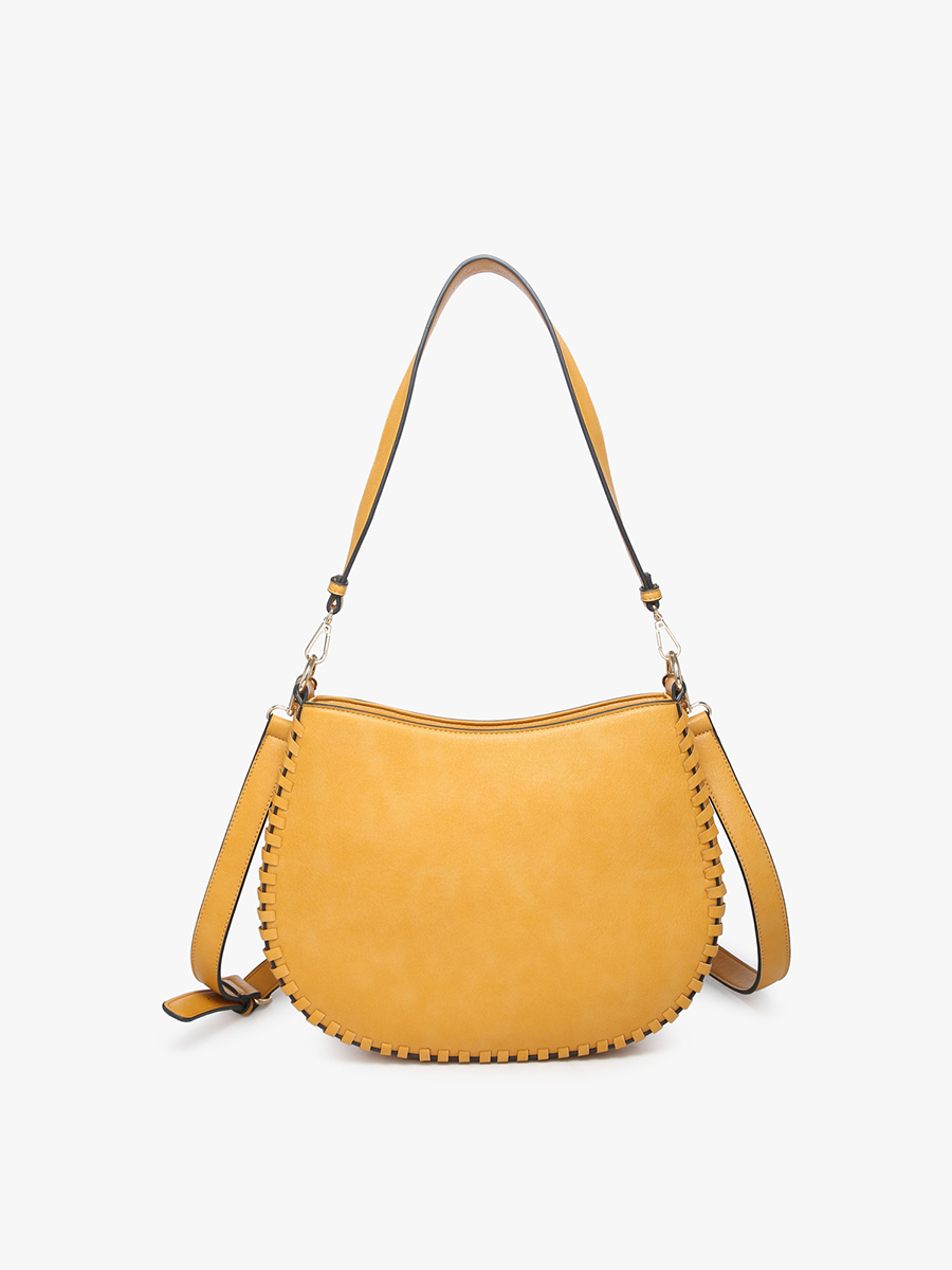 M2415 Raquel Whipstitch Trim Crossbody/Saddle Bag