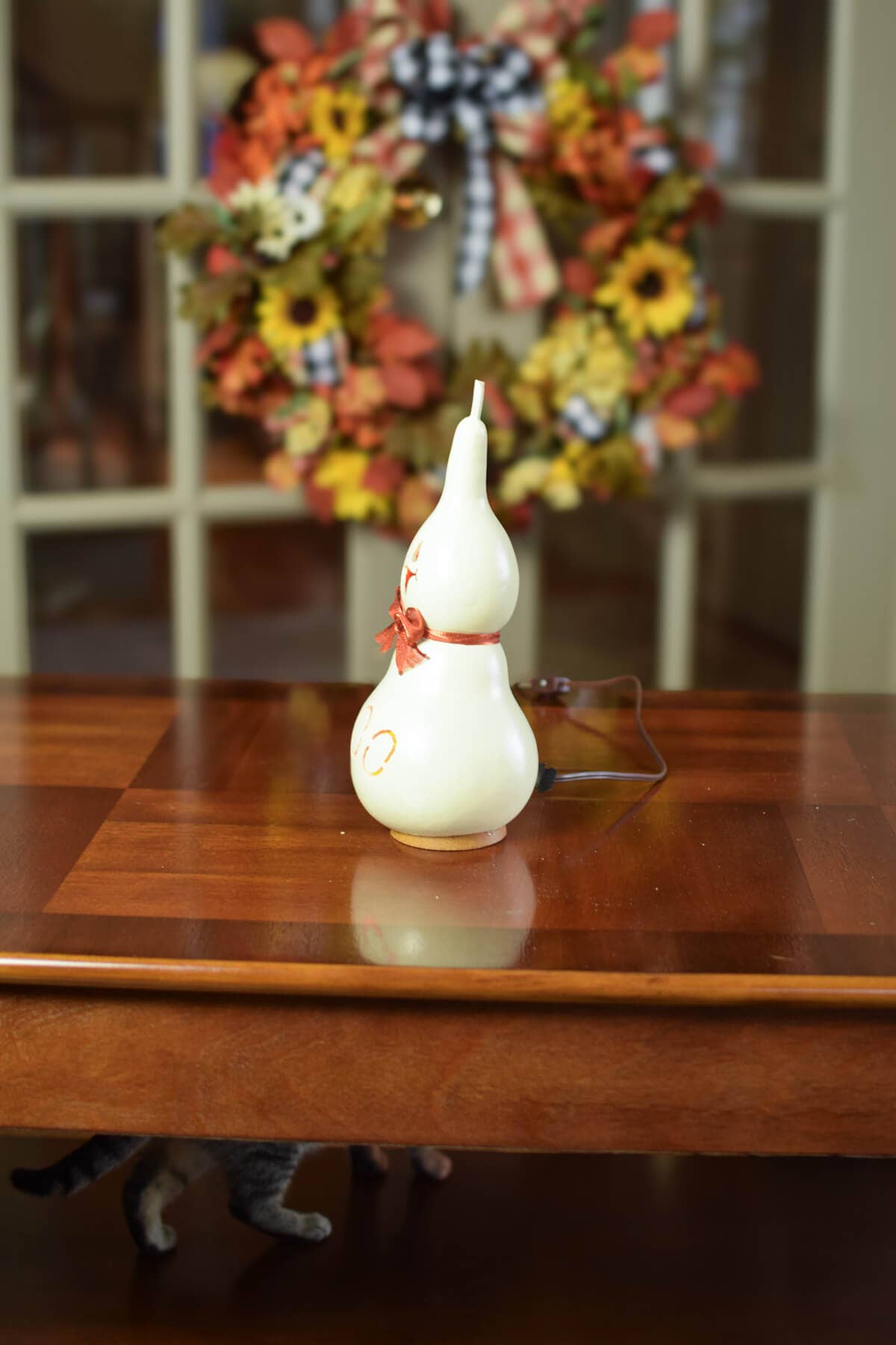 Jake Small Tall Lit Ghost Hand-Crafted Gourd Luminary
