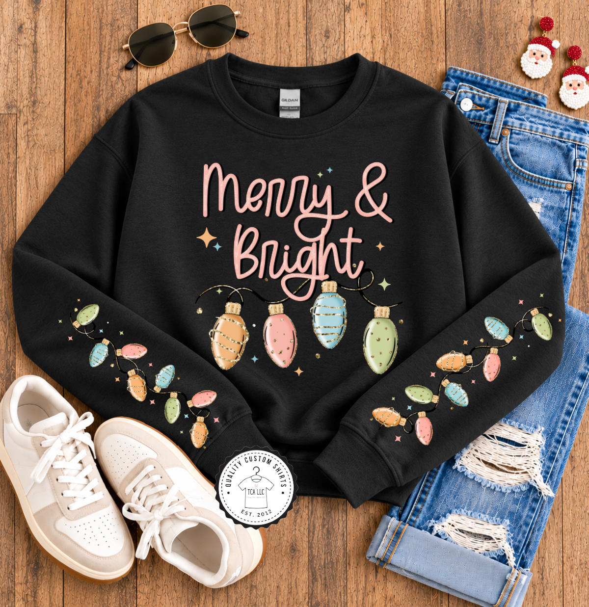 Merry & Bright with sleeves Sweatshirts & T-Shirts