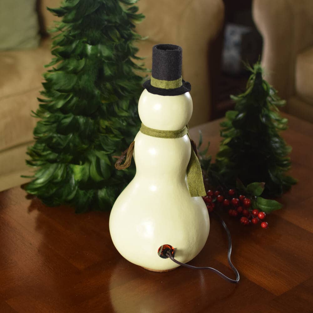 Meadowbrooke Snowman with Arms Hand-Crafted Gourd w/Light