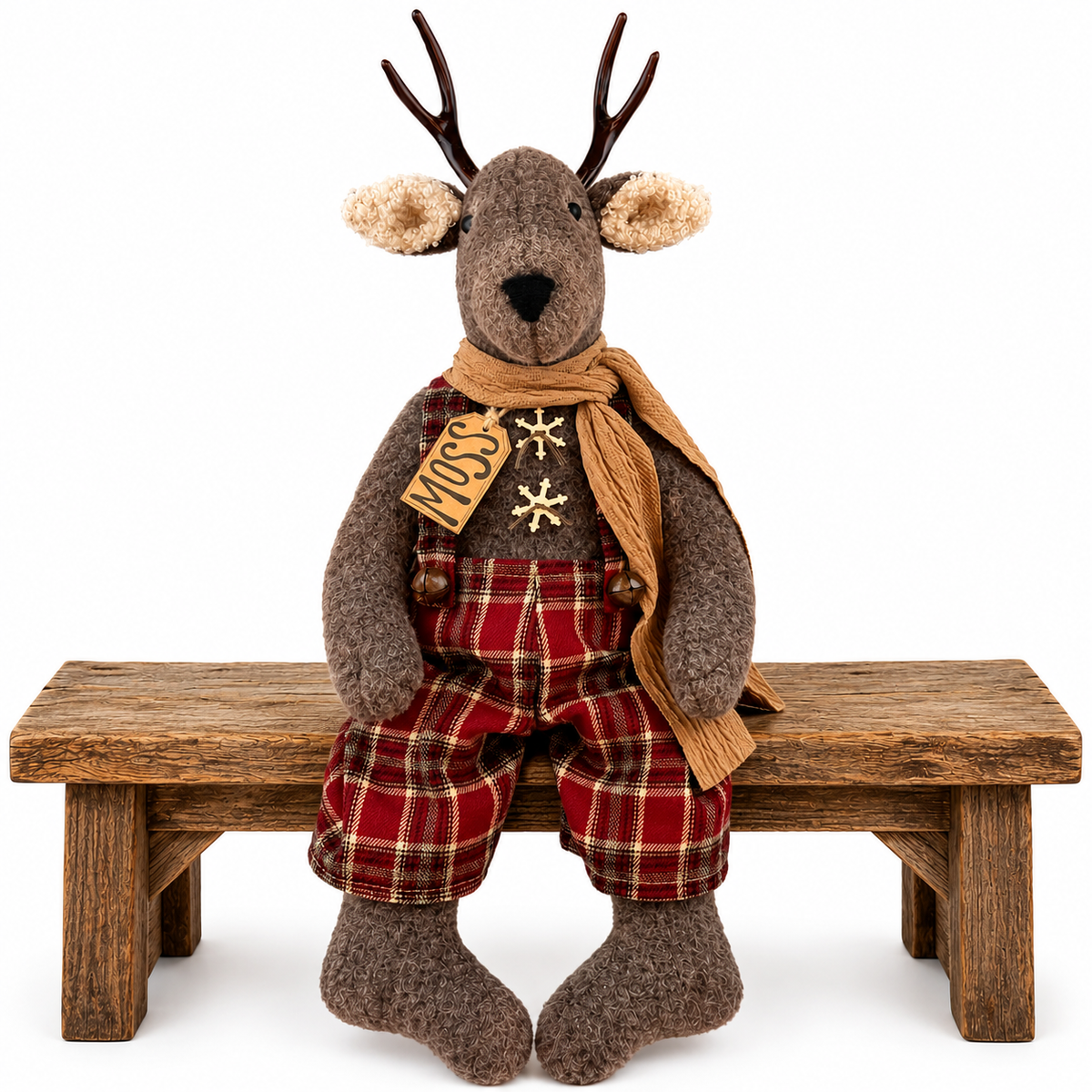 Moss the White Tailed Deer – 18" Primitive Christmas Deer