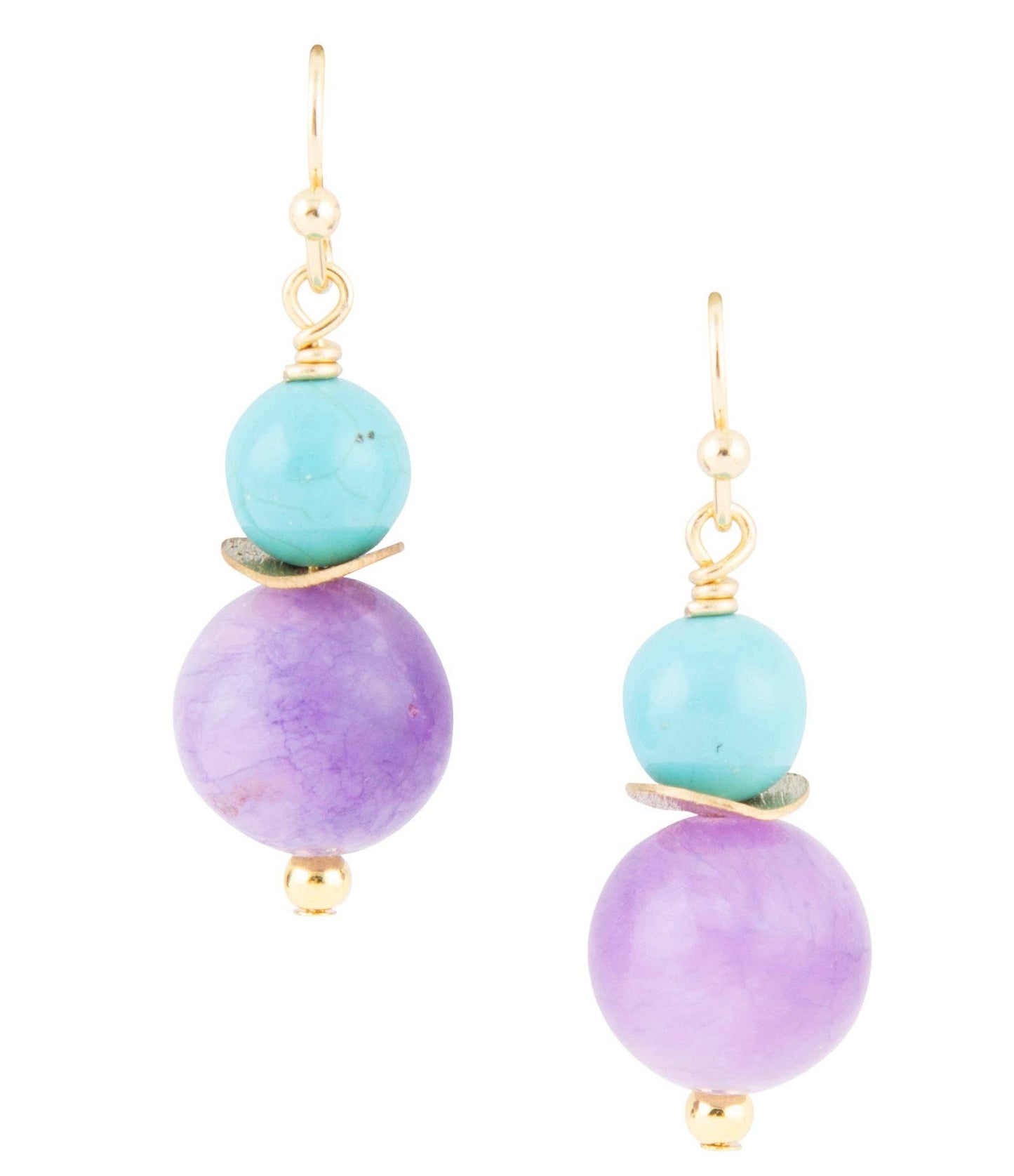 Aruba Purple Jade Golden Drop Earrings