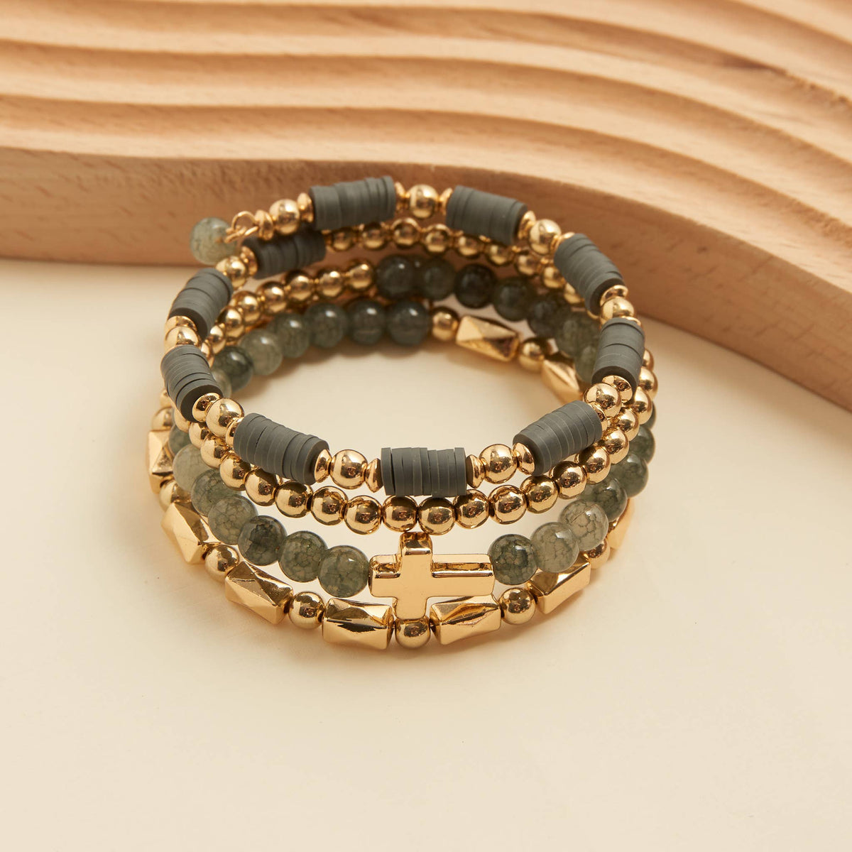 Inspirational Bracelet Solana Beaded Cross Coil Jewelry