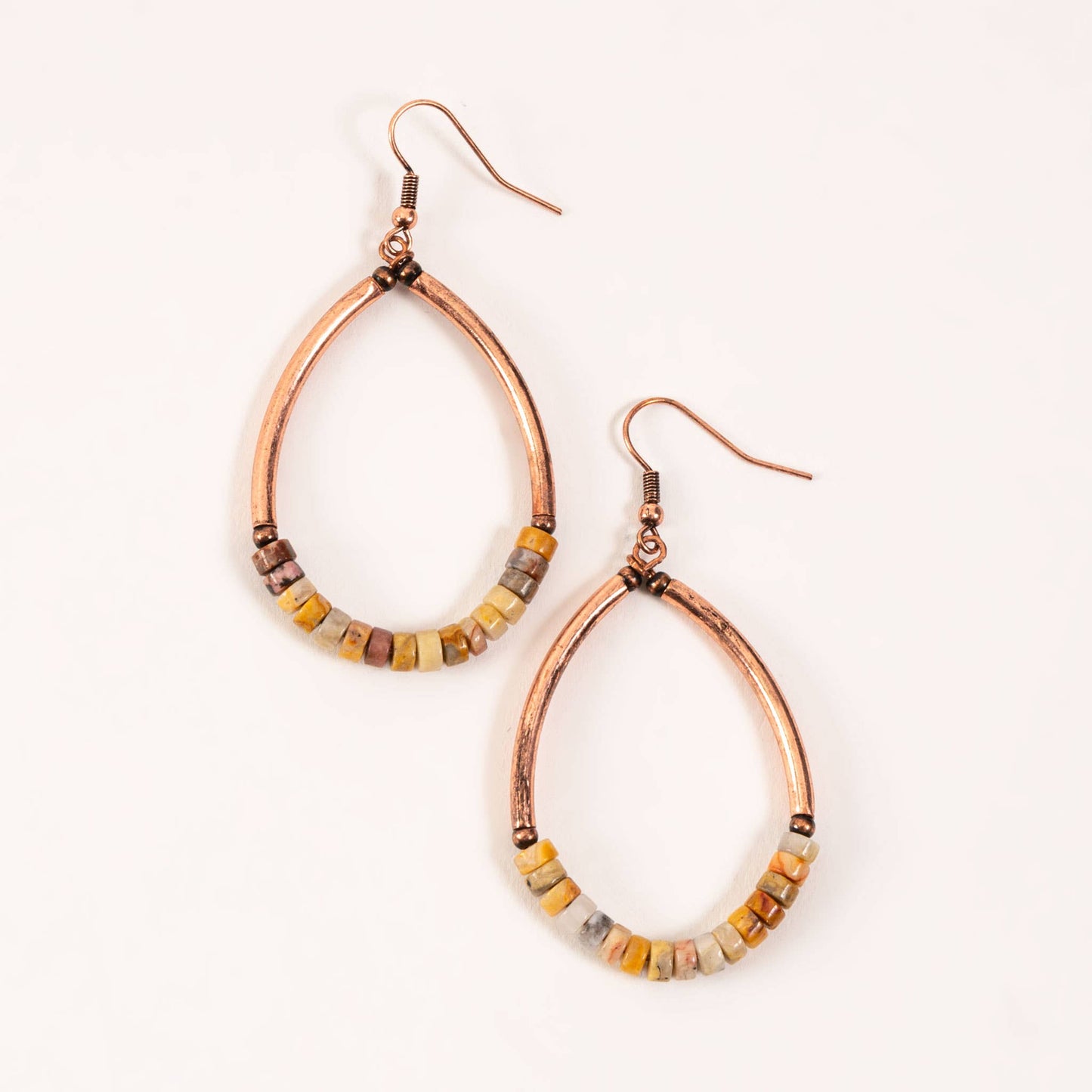 Wild Spirit Western Copper Genuine Agate Teardrop Earrings