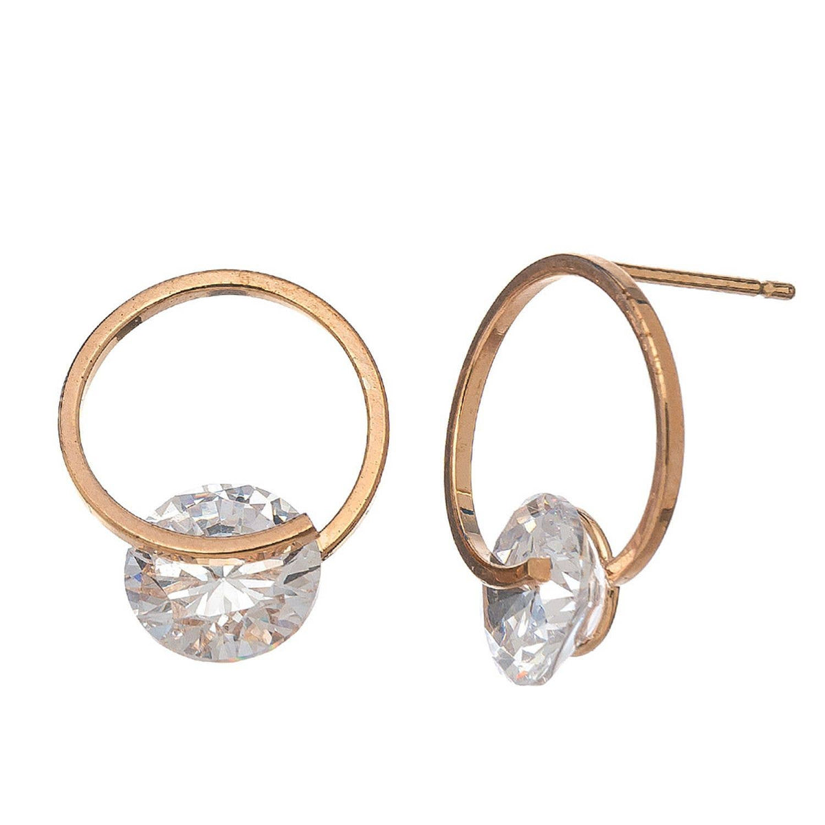 Dazzlers Cubic Zirconia Circle Frame Stud Earrings