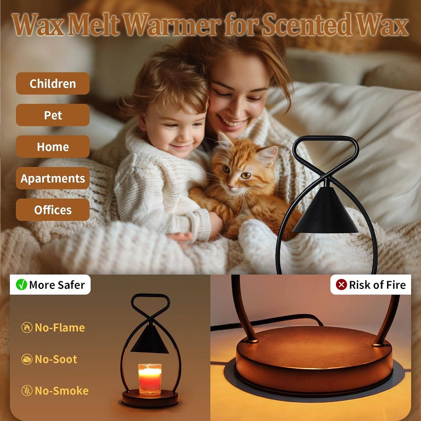 Decorative Candle Warmer Lantern with Dimmable Light