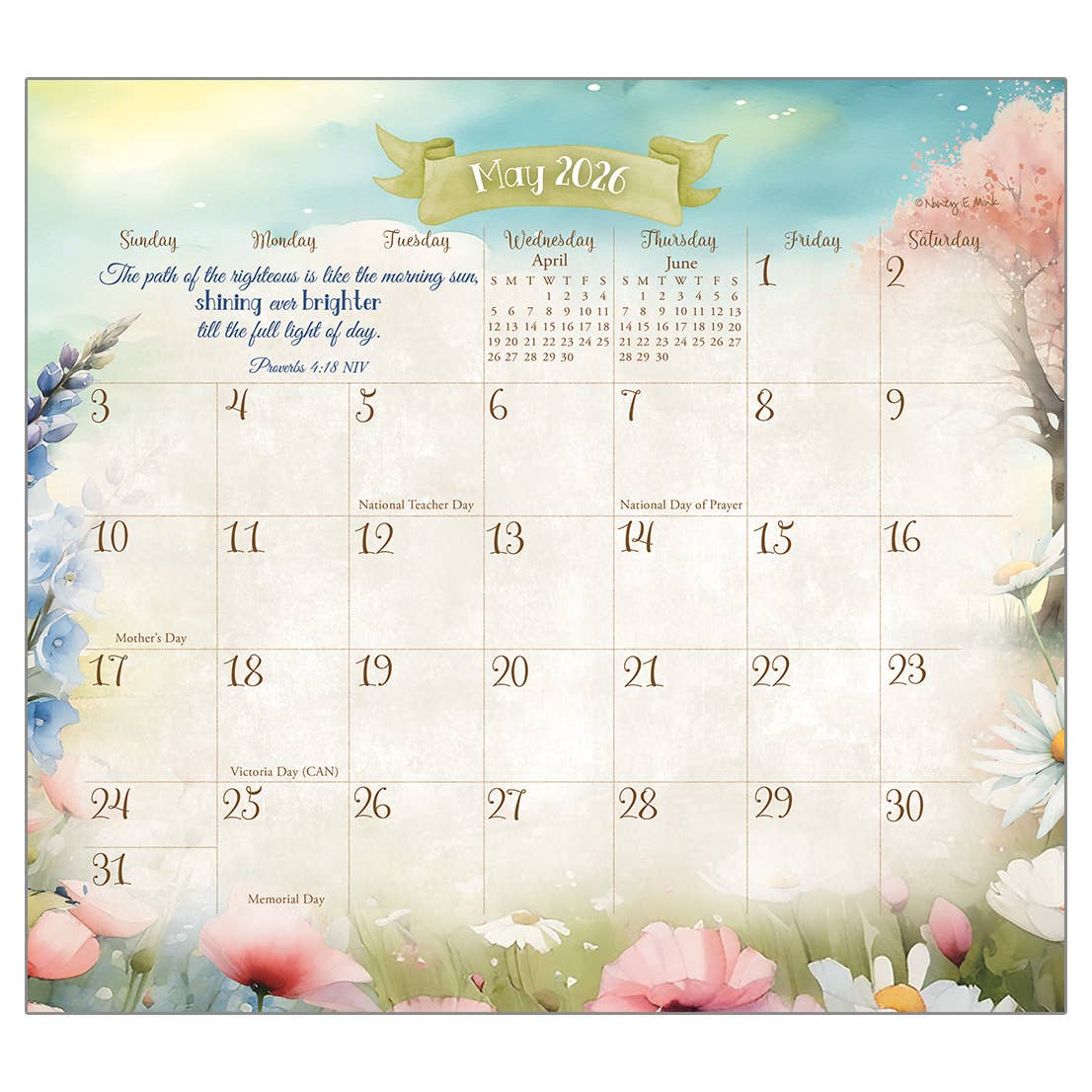 Faithful Heart & Home Faith 2026 Magnetic Calendar Pad