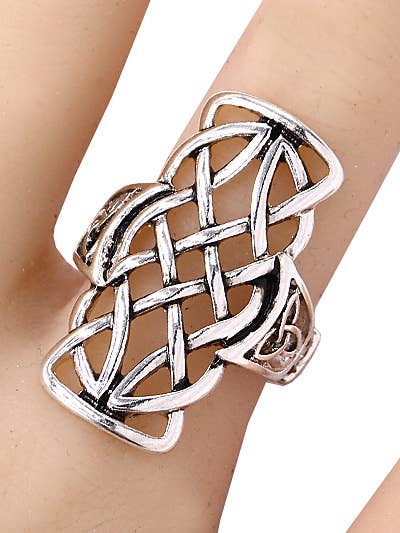 FR2118 Antique Silver Celtic Metal Stretch Ring
