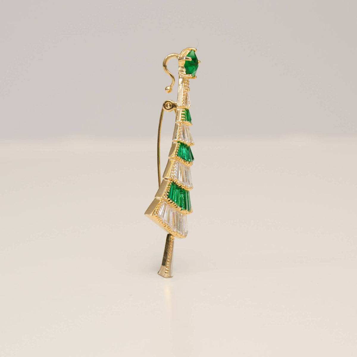 Christmas Tree Brooch Vintage Holiday CZ Convertible Pin