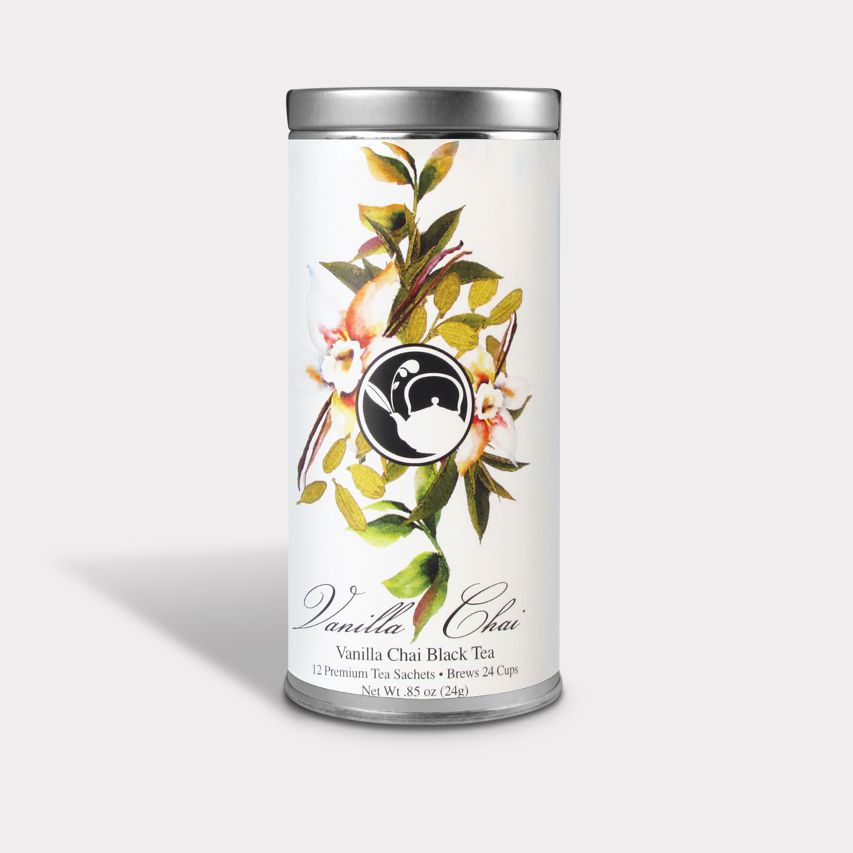 Vanilla Chai Black Tea- 12 Tea Sachets - Tall Tin