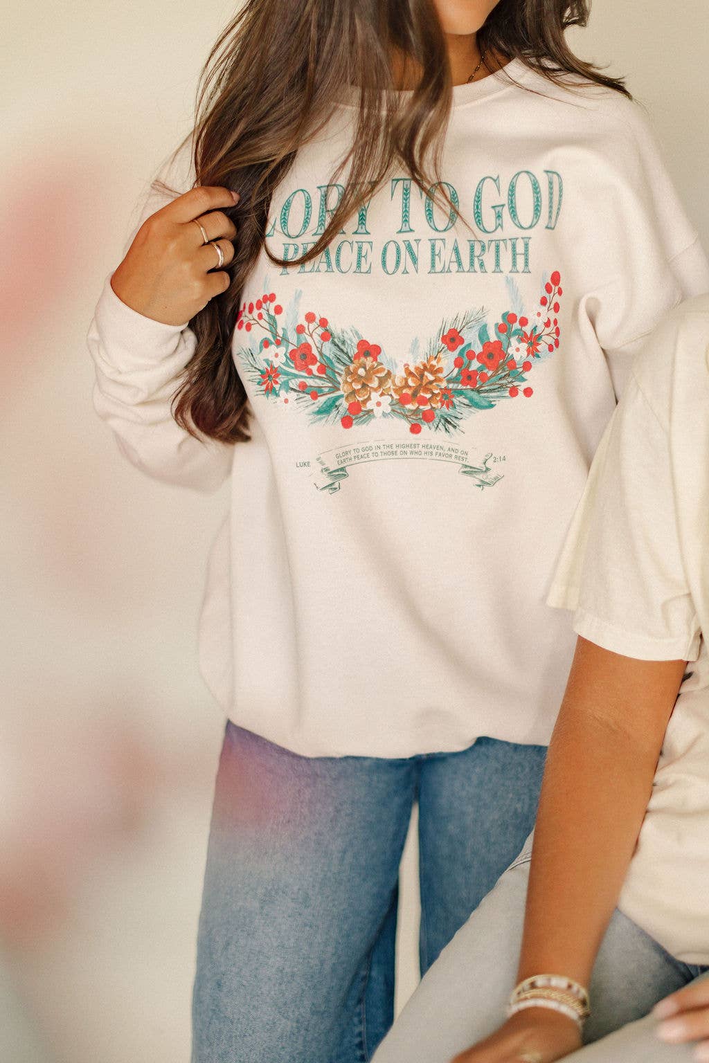 Glory To God Peace on Earth Graphic Sweatshirt