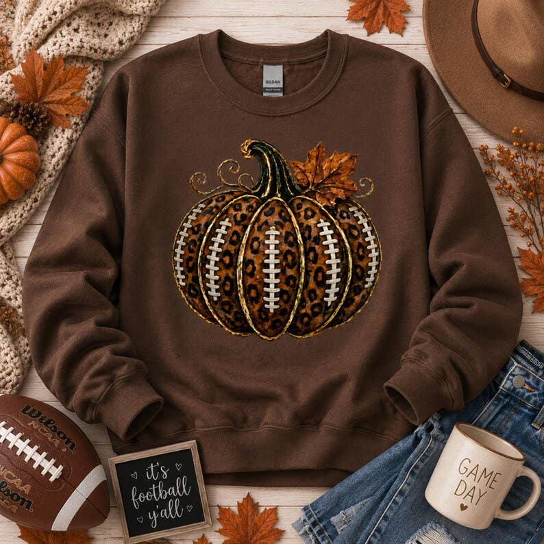 Football Pumpkin T-Shirt or Sweatshirt Fall Autumn Game Day