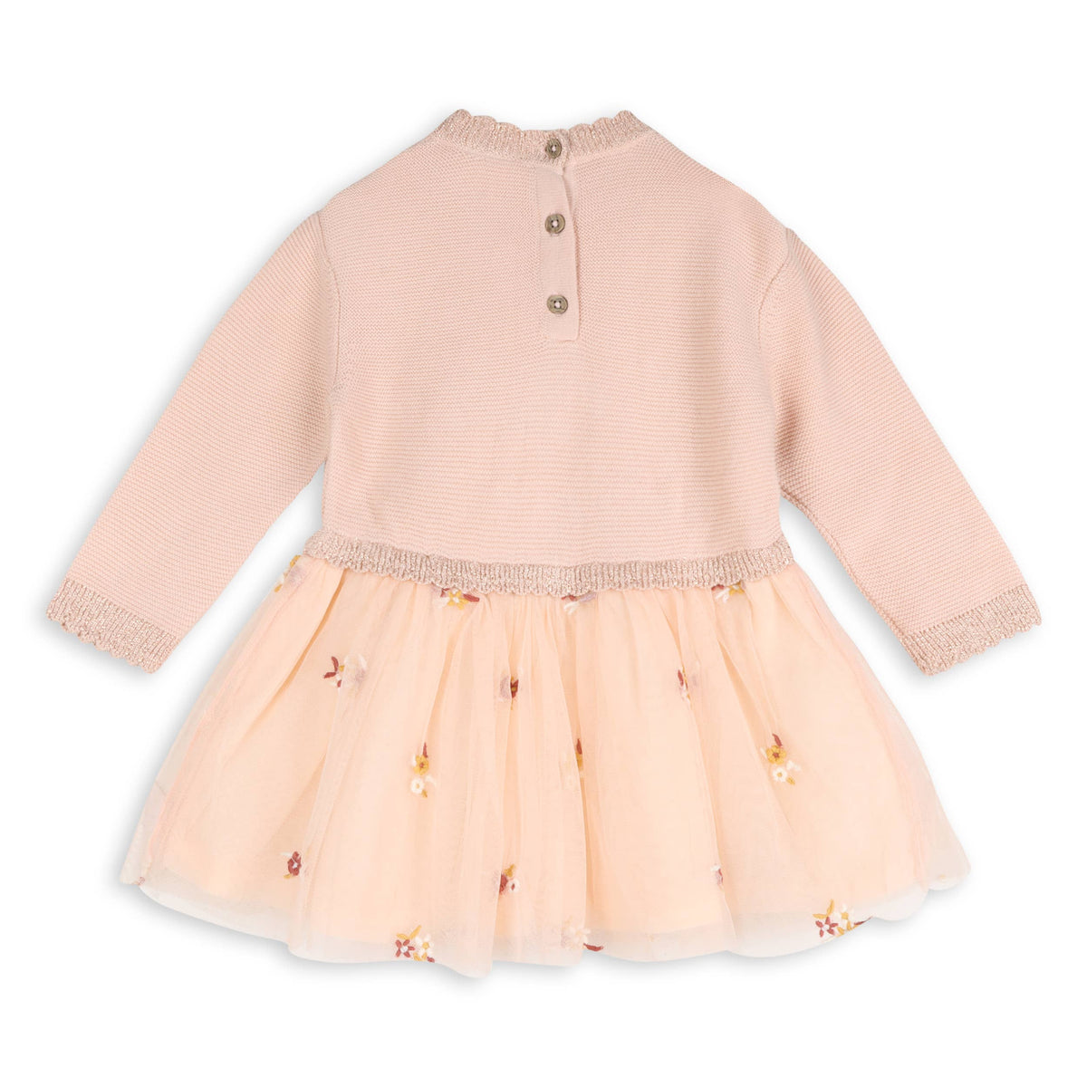 Floral Embroidery Knit Baby Tutu Dress (Organic Cotton)