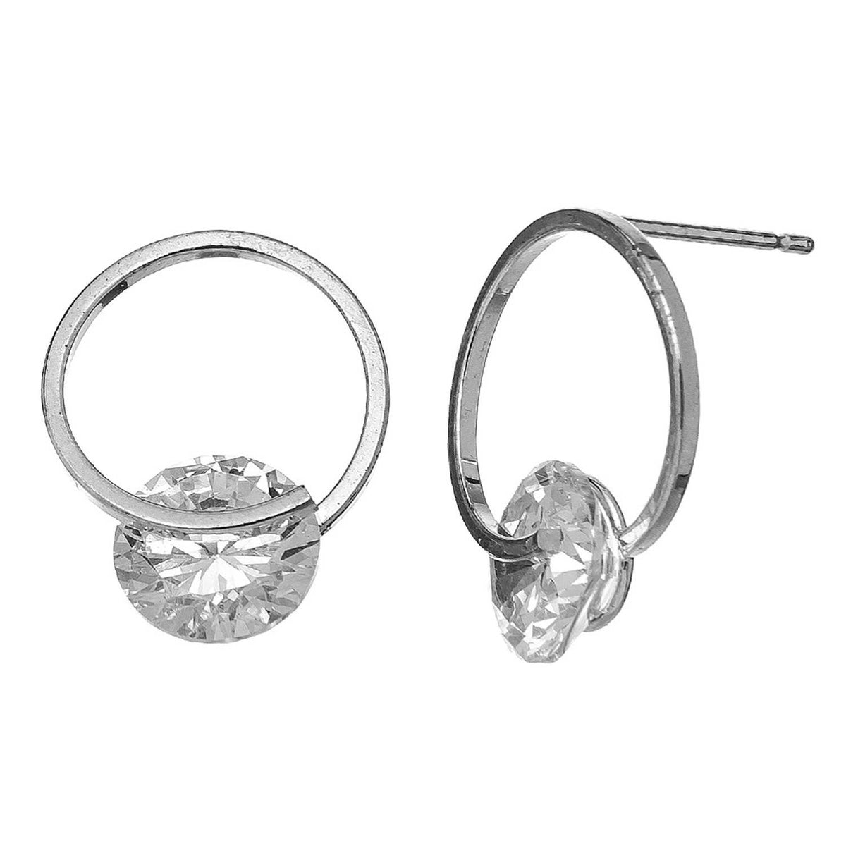 Dazzlers Cubic Zirconia Circle Frame Stud Earrings