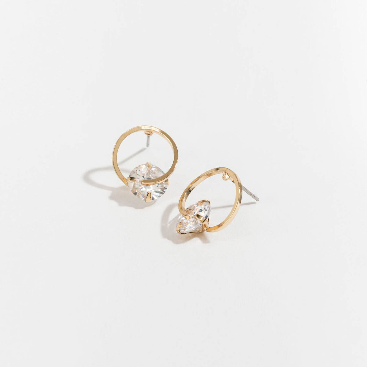 Dazzlers Cubic Zirconia Circle Frame Stud Earrings