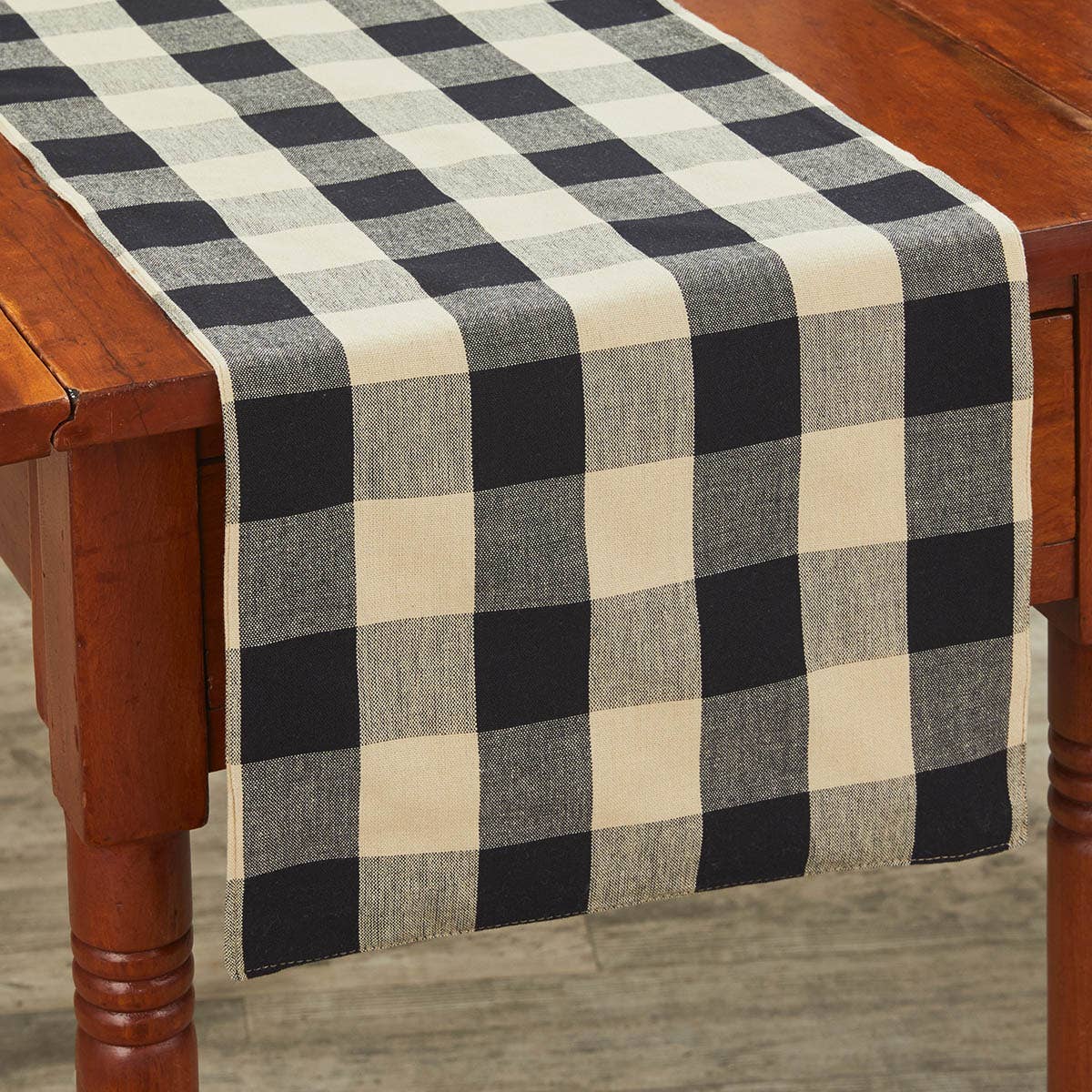 Wicklow Check Backed Table Runner 72"L  - Black
