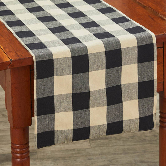 Wicklow Check Backed Table Runner 72"L  - Black