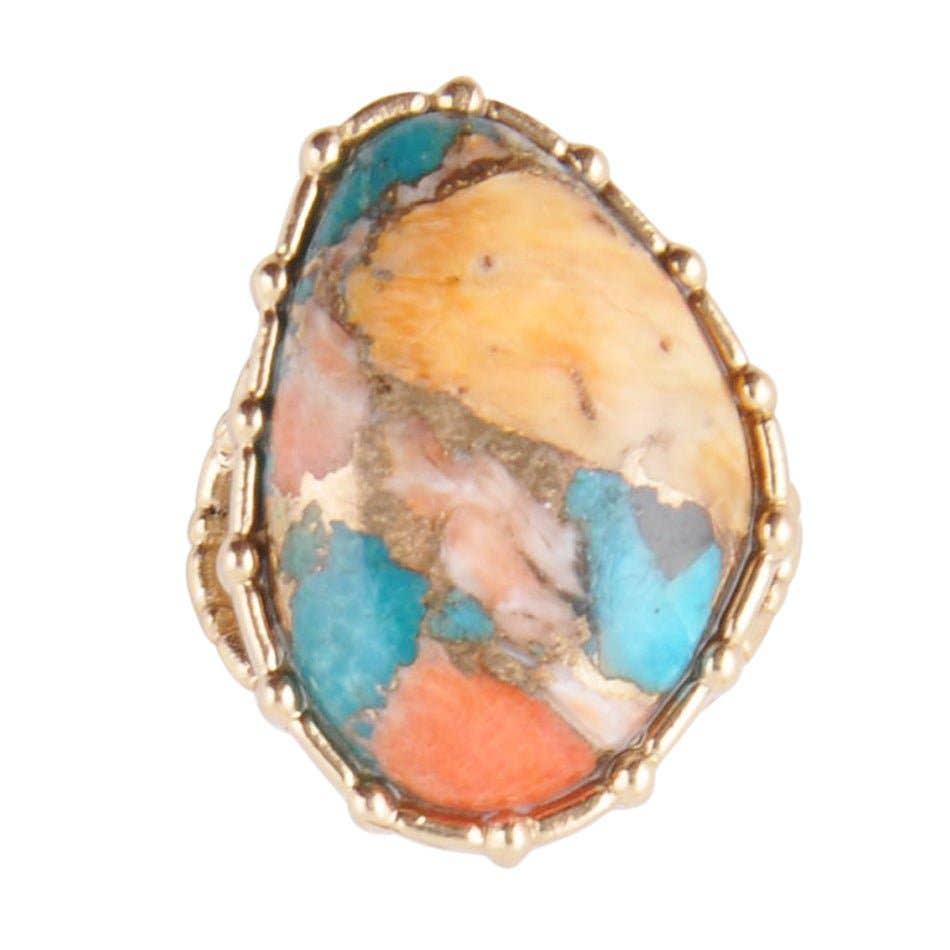 Modern Edge Fused Stone Bronze Ring