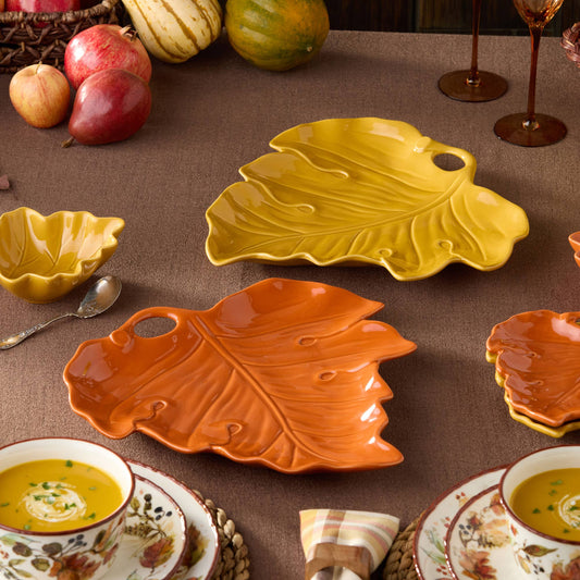 Autumn Meadows 3-D Leaf Platter 14" x 12"