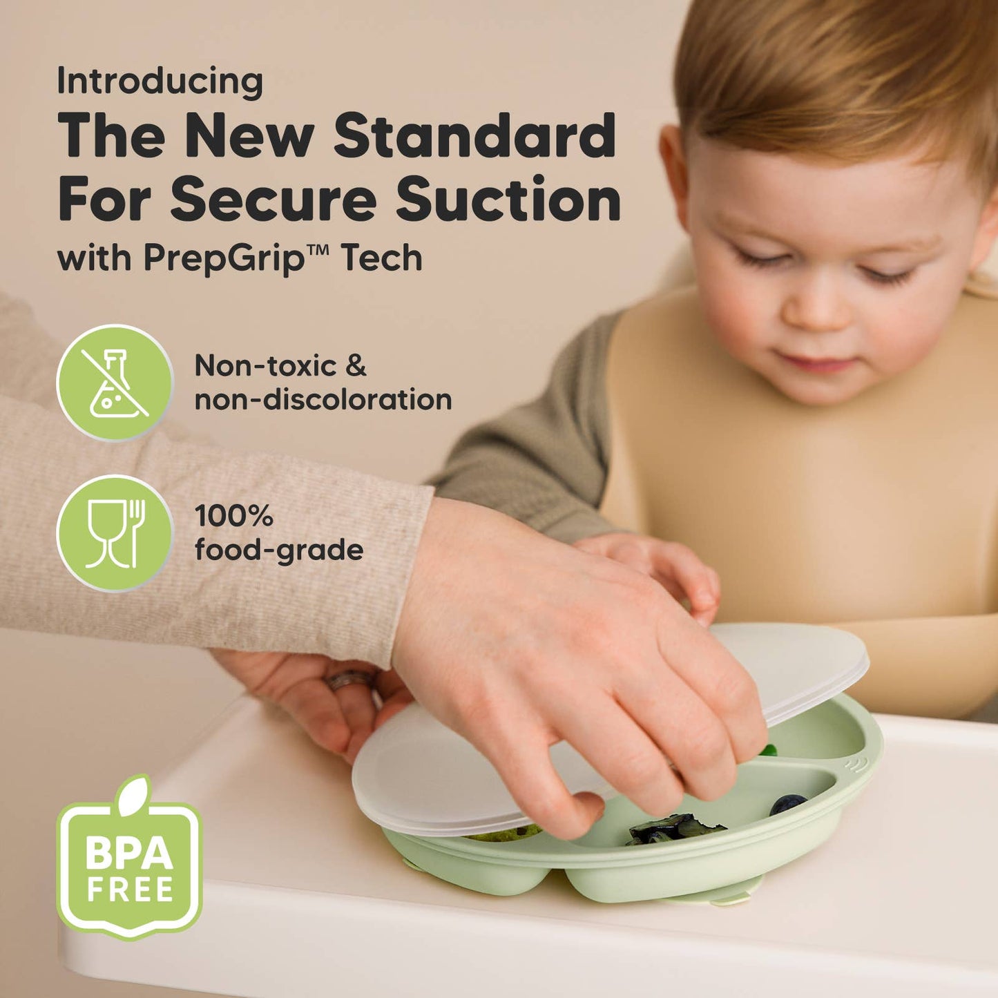 3-Pack Prep Suction Plates with Lids BPA-Free Baby Plate