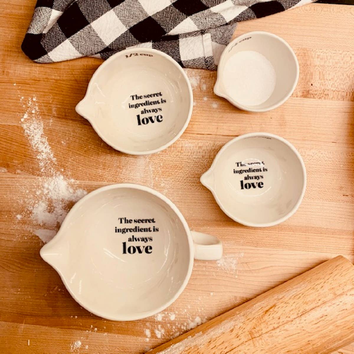 “The Secret Ingredient Is Love Ceramic Measuring Cups”